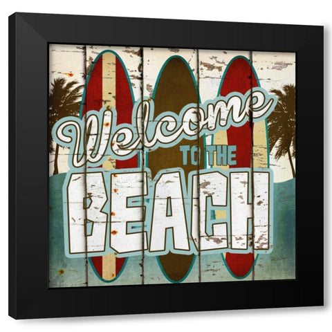 Welcome To The Beach Black Modern Wood Framed Art Print with Double Matting by Craven, Katrina