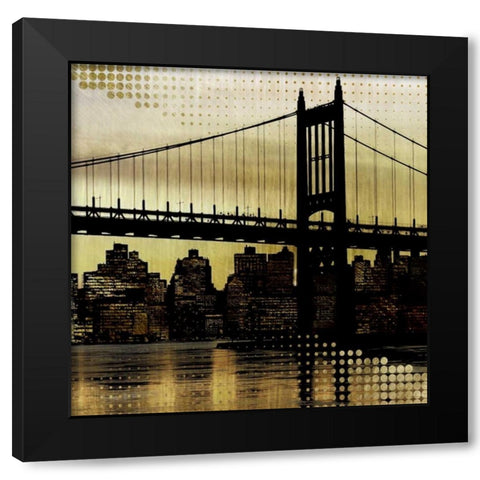 City Metallic In Gold Black Modern Wood Framed Art Print by Craven, Katrina