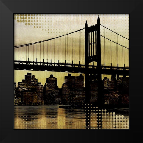City Metallic In Gold Black Modern Wood Framed Art Print by Craven, Katrina