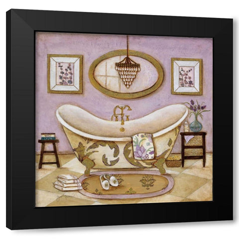Lavender Bath II Black Modern Wood Framed Art Print with Double Matting by Tava Studios