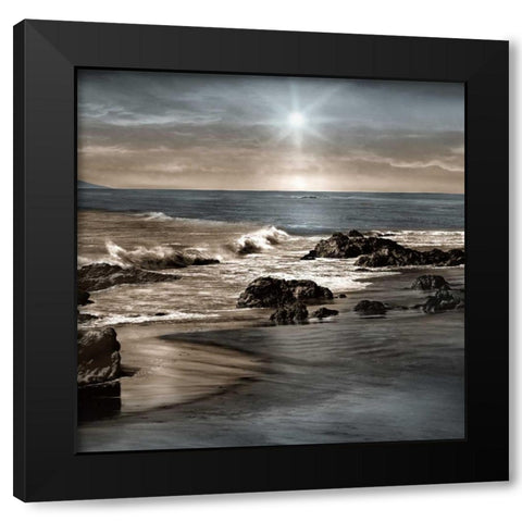 Blue Sea Black Modern Wood Framed Art Print with Double Matting by Calascibetta, Mike