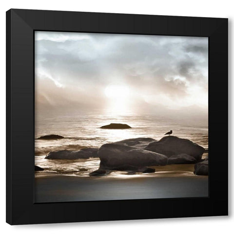 Blue Sea Black Modern Wood Framed Art Print with Double Matting by Calascibetta, Mike