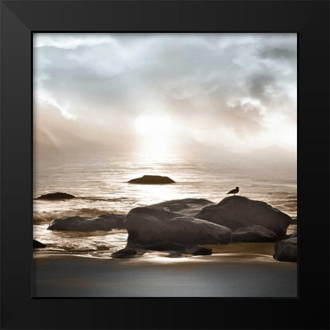 Blue Sea Black Modern Wood Framed Art Print by Calascibetta, Mike