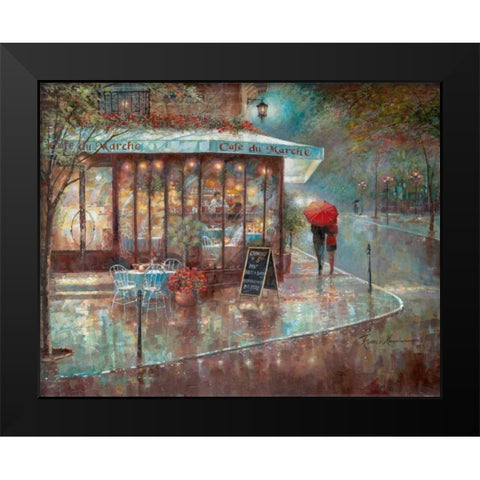 Cafe Du Marche Black Modern Wood Framed Art Print by Manning, Ruane