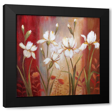 Iris In Summer Rain Black Modern Wood Framed Art Print with Double Matting by Nan