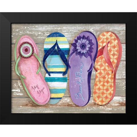 Beach Bum II Black Modern Wood Framed Art Print by Tava Studios