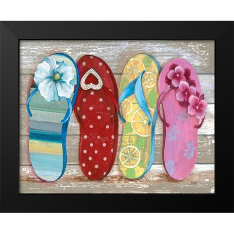 Beach Bum III Black Modern Wood Framed Art Print by Tava Studios