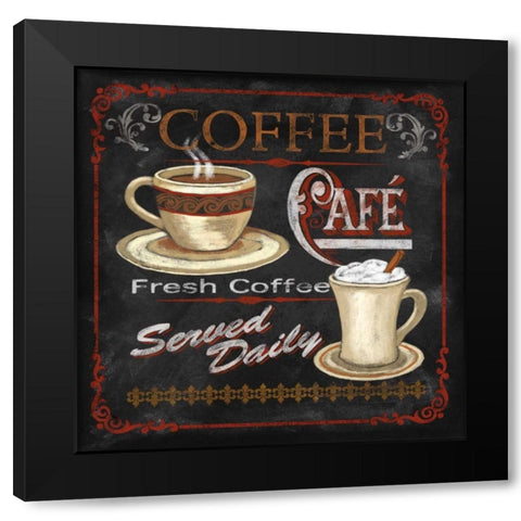 Coffee Cafe Black Modern Wood Framed Art Print by Knutsen, Conrad