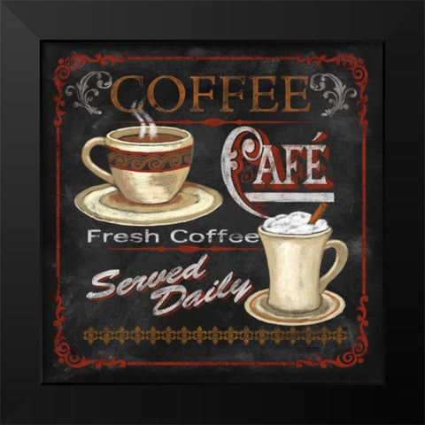 Coffee Cafe Black Modern Wood Framed Art Print by Knutsen, Conrad