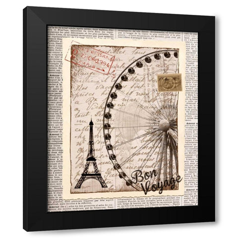 Bon Voyage Black Modern Wood Framed Art Print by Craven, Katrina