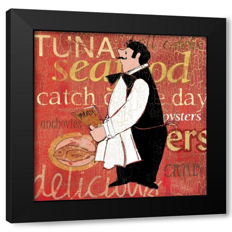 Fresh Seafood Black Modern Wood Framed Art Print by Robinson, Carol