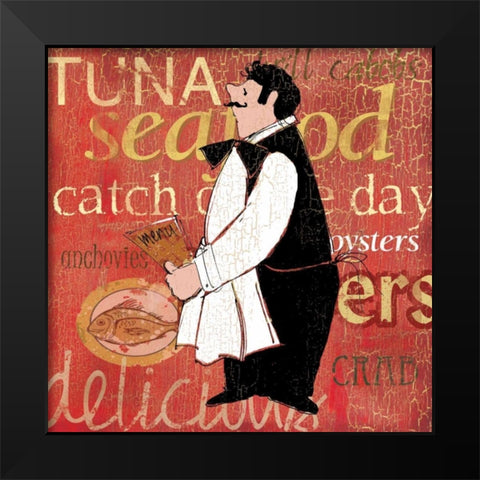 Fresh Seafood Black Modern Wood Framed Art Print by Robinson, Carol