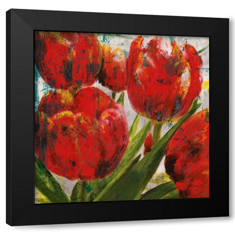Painted Tulips I Black Modern Wood Framed Art Print with Double Matting by Craven, Katrina