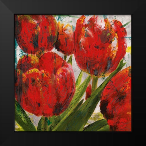 Painted Tulips I Black Modern Wood Framed Art Print by Craven, Katrina