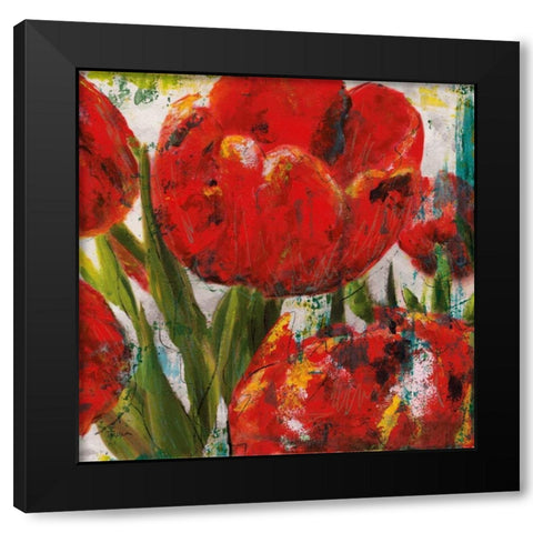 Painted Tulips II Black Modern Wood Framed Art Print with Double Matting by Craven, Katrina