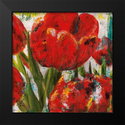Painted Tulips II Black Modern Wood Framed Art Print by Craven, Katrina