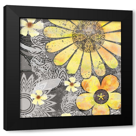Flower Power I Black Modern Wood Framed Art Print by Robinson, Carol