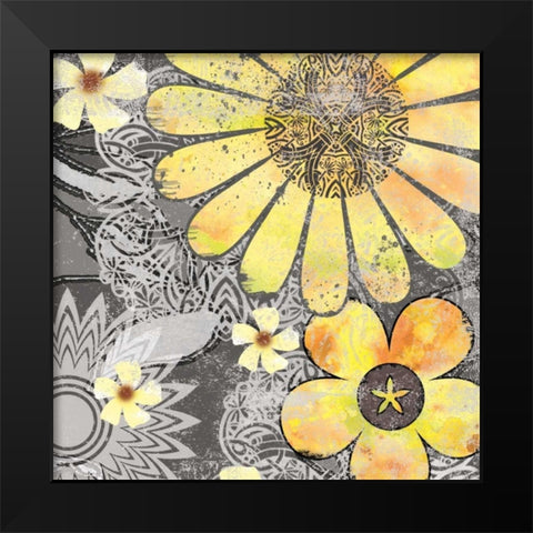 Flower Power I Black Modern Wood Framed Art Print by Robinson, Carol