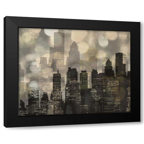 City L Lights Black Modern Wood Framed Art Print with Double Matting by Craven, Katrina