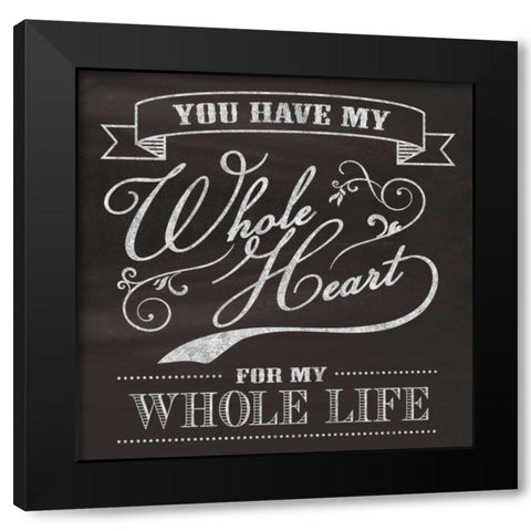 Whole Heart Black Modern Wood Framed Art Print with Double Matting by Havoc Gifts