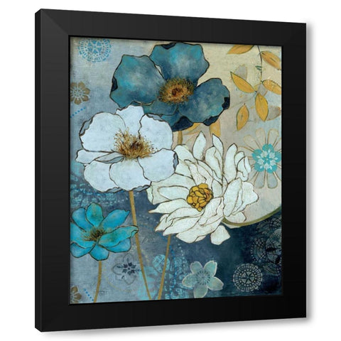 Blue Denim GardenII Black Modern Wood Framed Art Print by Robinson, Carol