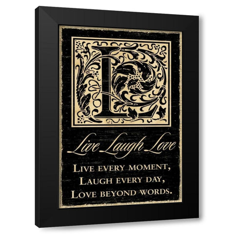 Live Laugh Love Black Modern Wood Framed Art Print with Double Matting by Havoc Gifts
