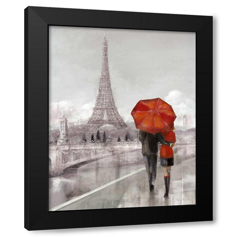 Modern Couple in Paris Black Modern Wood Framed Art Print with Double Matting by Manning, Ruane