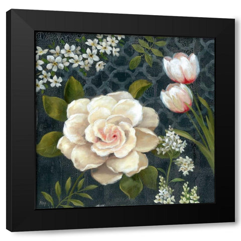 Midnight Garden I Black Modern Wood Framed Art Print with Double Matting by Nan