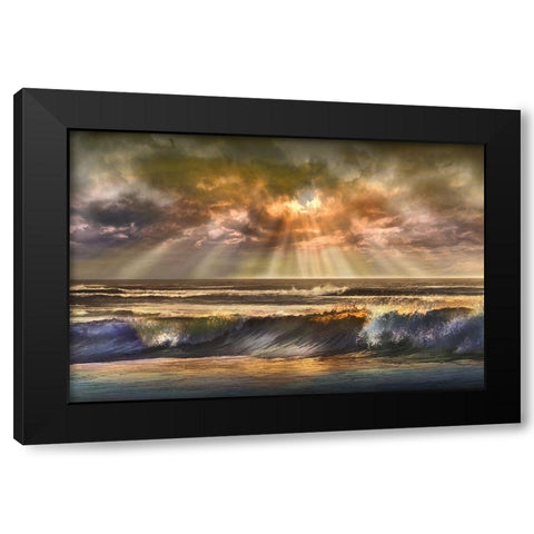 Waves of Light Black Modern Wood Framed Art Print by Calascibetta, Mike