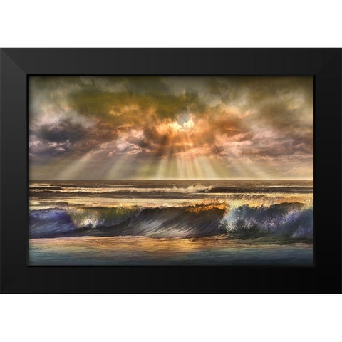 Waves of Light Black Modern Wood Framed Art Print by Calascibetta, Mike
