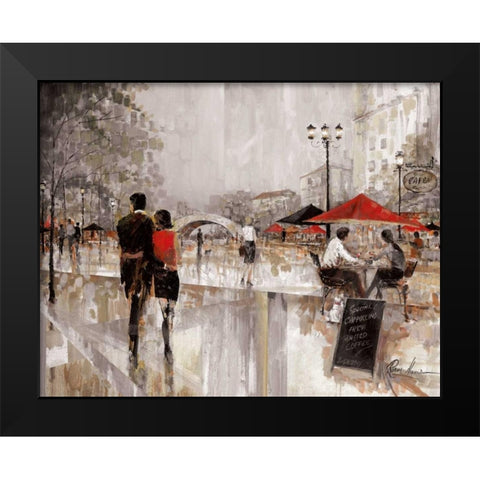 Riverwalk Charm Black Modern Wood Framed Art Print by Manning, Ruane