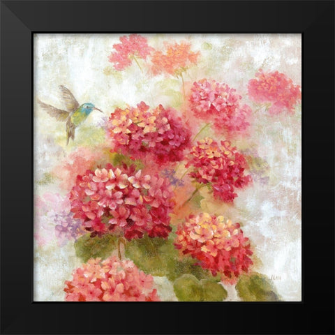 Hummingbird Garden I Black Modern Wood Framed Art Print by Nan