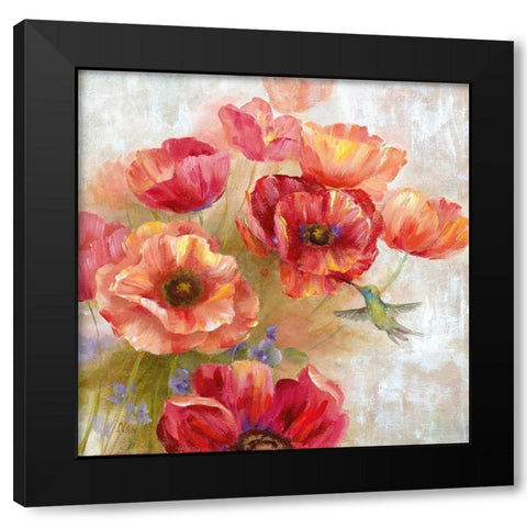 Hummingbird Garden II Black Modern Wood Framed Art Print with Double Matting by Nan