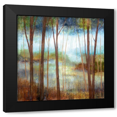 Soft Forest II Black Modern Wood Framed Art Print with Double Matting by Nan