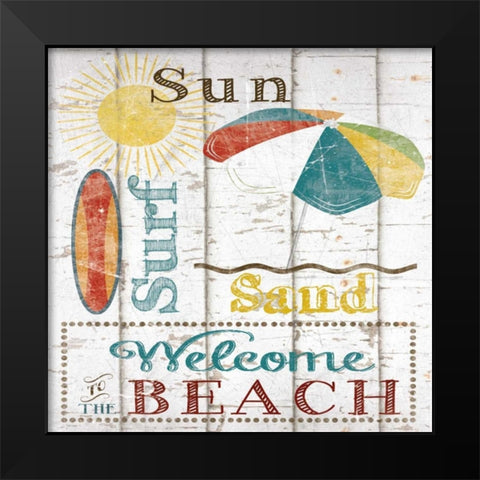 Sun Surf and Sand Black Modern Wood Framed Art Print by Craven, Katrina