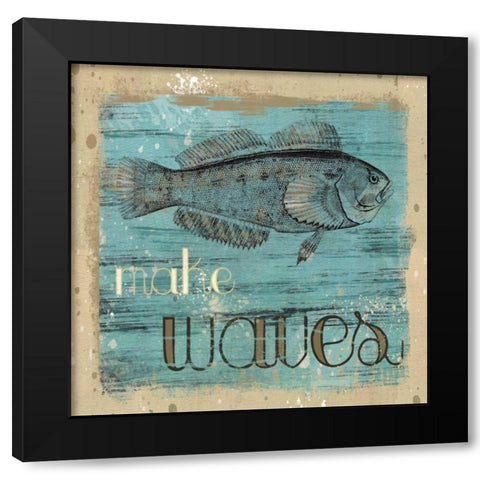 Make Waves Black Modern Wood Framed Art Print with Double Matting by Robinson, Carol