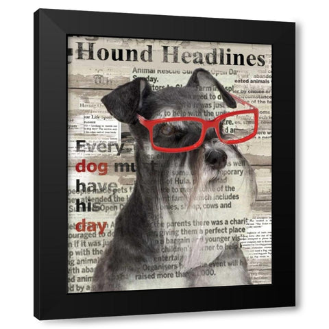 Hound Headline Black Modern Wood Framed Art Print with Double Matting by Robinson, Carol