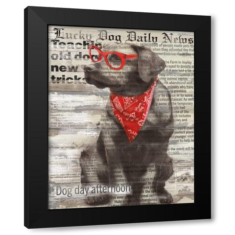 Lucky Dog Black Modern Wood Framed Art Print by Robinson, Carol