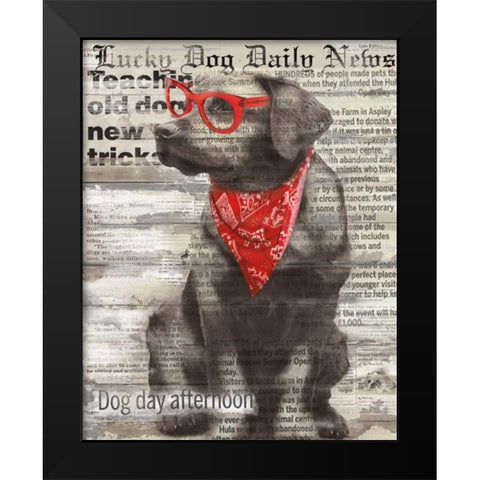 Lucky Dog Black Modern Wood Framed Art Print by Robinson, Carol