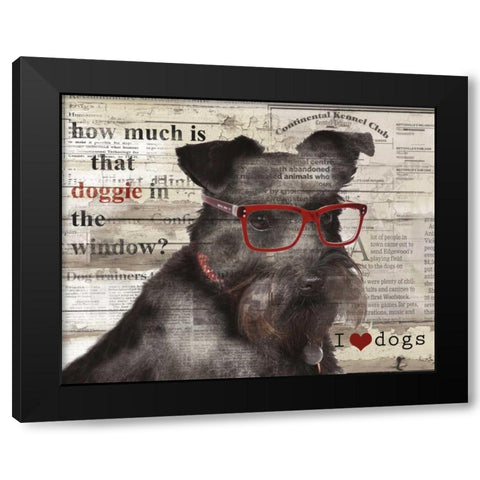 Doggie in Window Black Modern Wood Framed Art Print with Double Matting by Robinson, Carol