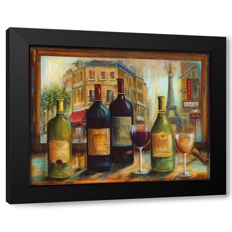 Bistro de Paris Black Modern Wood Framed Art Print with Double Matting by Dunlap, Marilyn