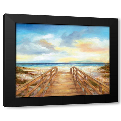 Walk to the Beach Black Modern Wood Framed Art Print by Nan