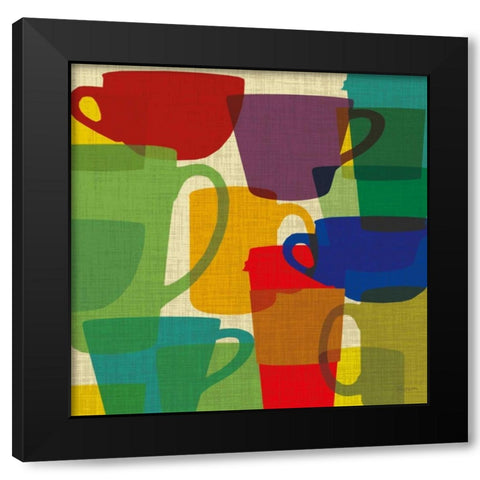 Kitchen Cups Black Modern Wood Framed Art Print by Craven, Katrina