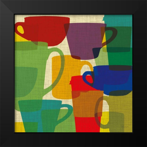 Kitchen Cups Black Modern Wood Framed Art Print by Craven, Katrina