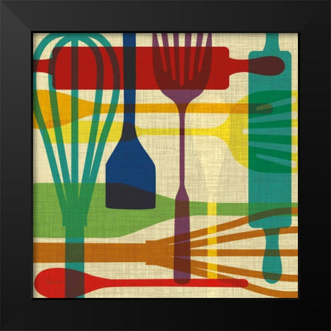 Kitchen Utensils Black Modern Wood Framed Art Print by Craven, Katrina