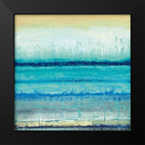Blue River Black Modern Wood Framed Art Print by Tava Studios
