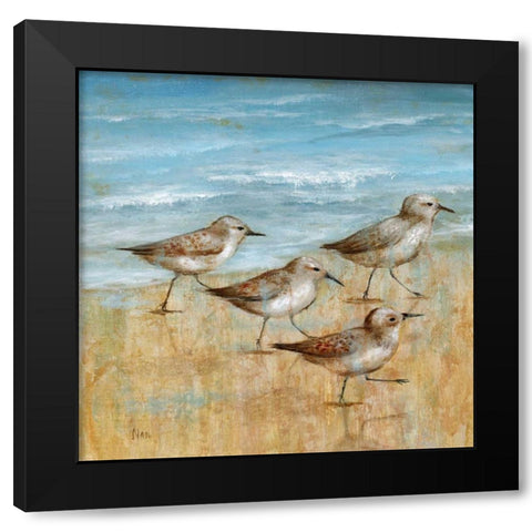 Sandpipers I Black Modern Wood Framed Art Print with Double Matting by Nan