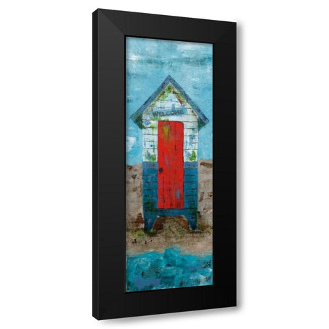 Beach Hut Black Modern Wood Framed Art Print by Craven, Katrina