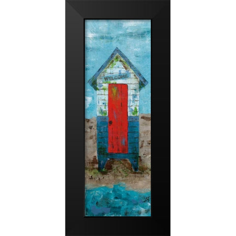 Beach Hut Black Modern Wood Framed Art Print by Craven, Katrina