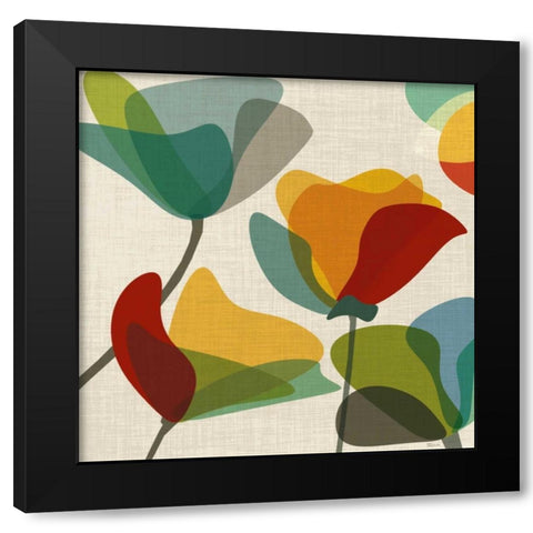 Flower Shapes II Black Modern Wood Framed Art Print by Craven, Katrina